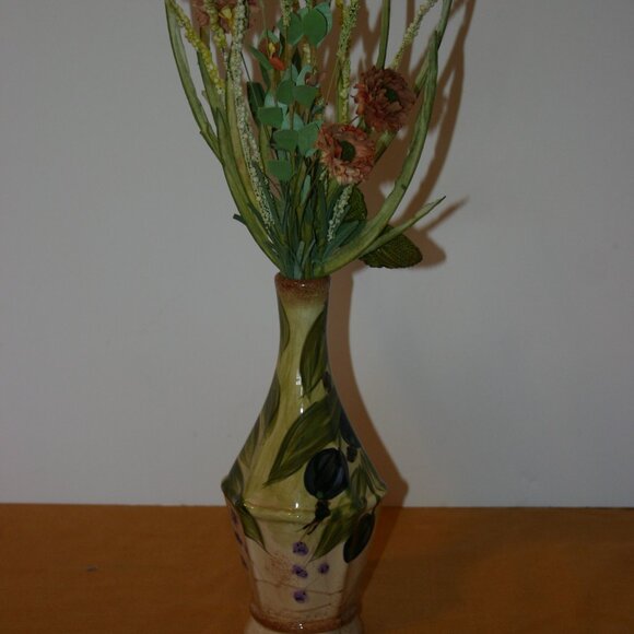 Tabletops Unlimited Olives Handpainted Collection 9" Vase R-742 - Picture 3 of 6